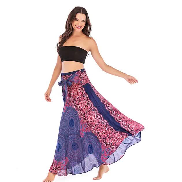 Damen High-Waist Yoga Rock Zigeunerkleid