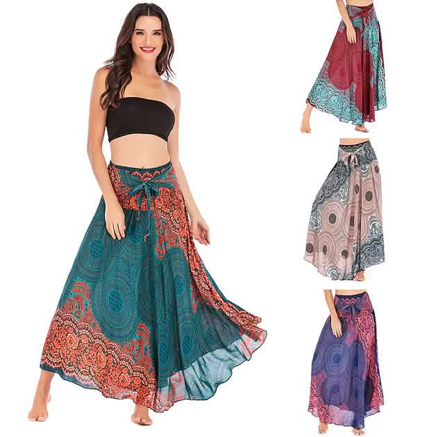 Damen High-Waist Yoga Rock Zigeunerkleid