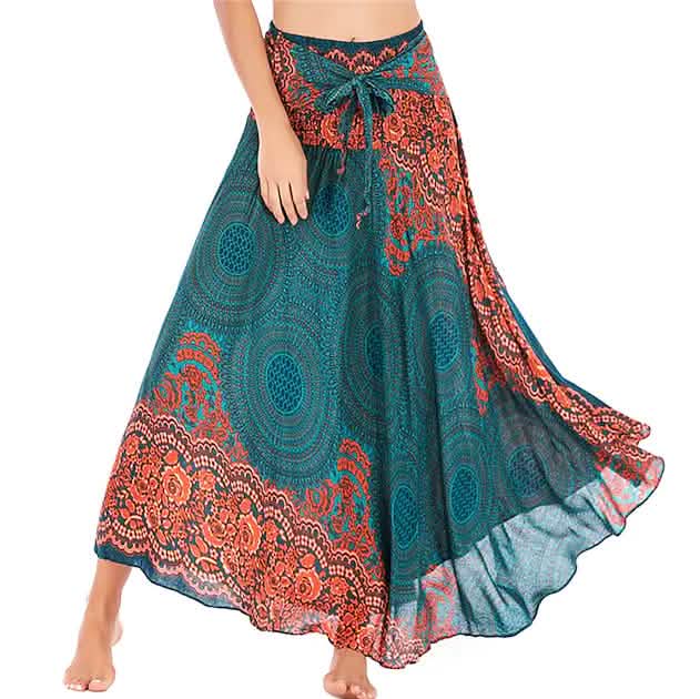 Damen High-Waist Yoga Rock Zigeunerkleid