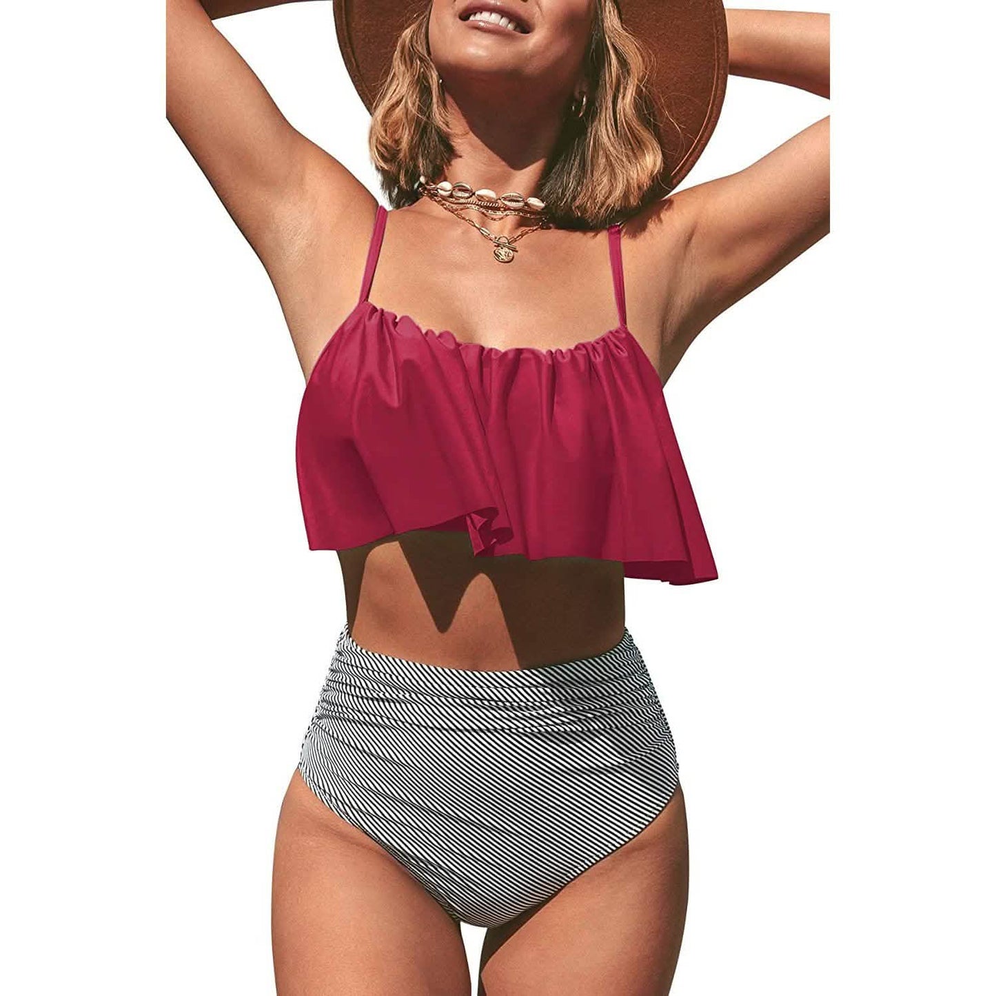 Damen High Waist Falbala Bikini-Set
