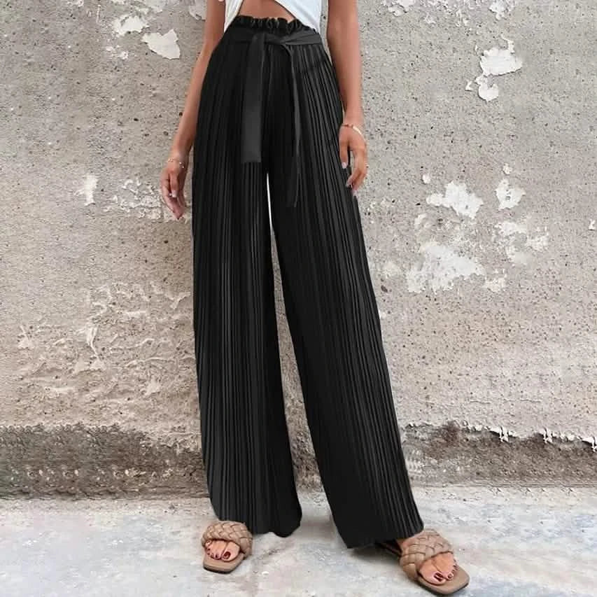 Damen-High-Waist-Hose mit geradem Bein und Trägern