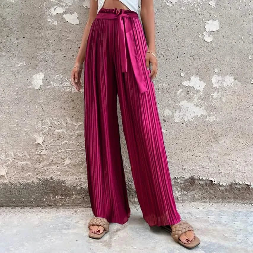Damen-High-Waist-Hose mit geradem Bein und Trägern