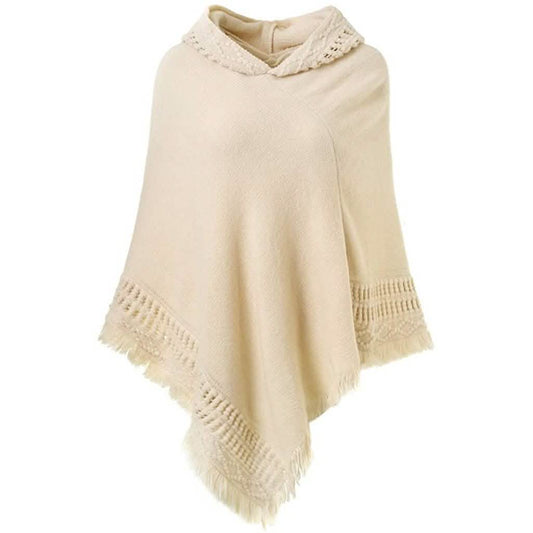 Damen-Kapuzencape mit Fransensaum, Häkel-Poncho-Strickanleitungen