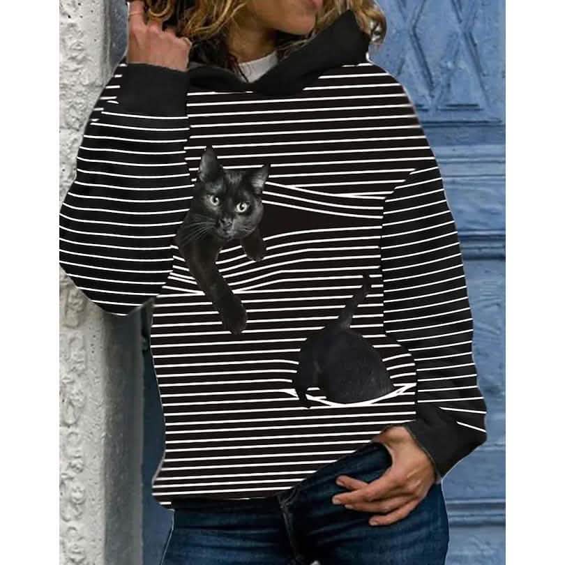 Damen Hoodie Pullover Katze Grafik Casual Täglich Basic Hoodies Sweatshirts