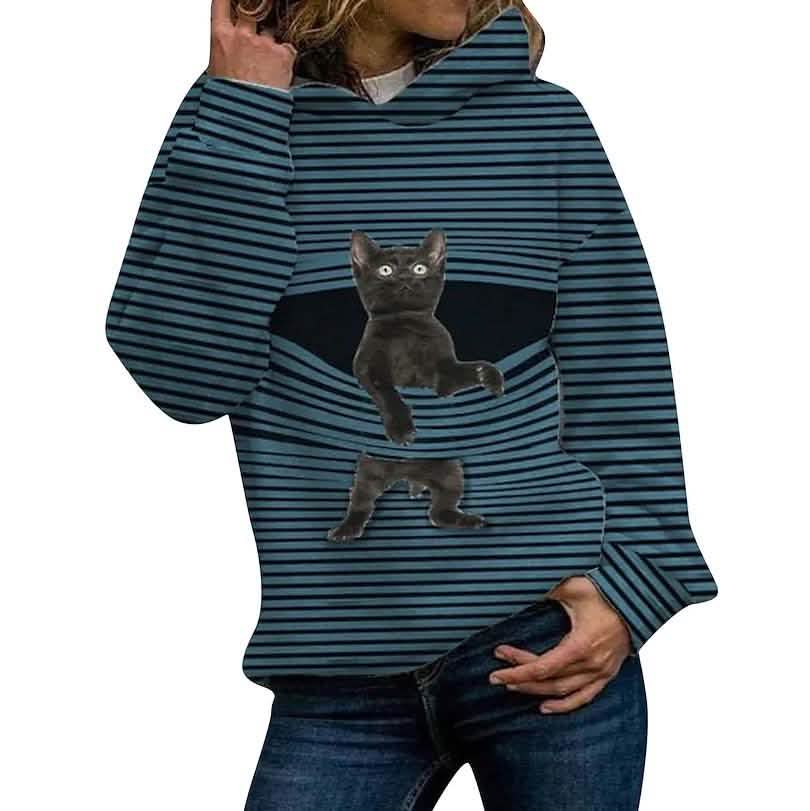 Damen Hoodie Pullover Katze Grafik Casual Täglich Basic Hoodies Sweatshirts
