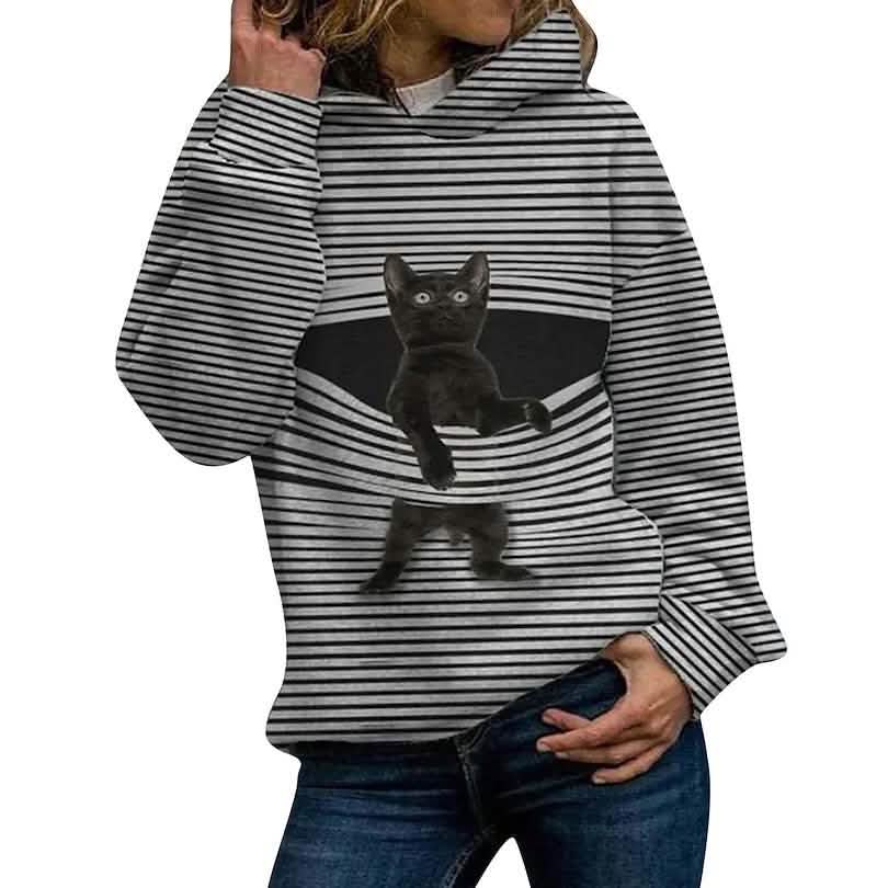 Damen Hoodie Pullover Katze Grafik Casual Täglich Basic Hoodies Sweatshirts