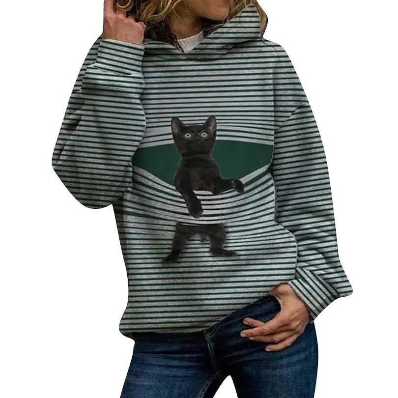 Damen Hoodie Pullover Katze Grafik Casual Täglich Basic Hoodies Sweatshirts