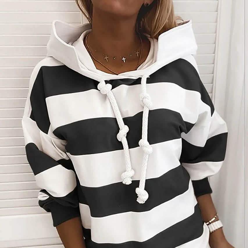Damen Hoodie Pullover Gestreift Täglich Basic Lässige Hoodies
