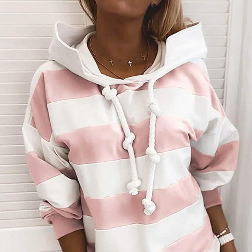 Damen Hoodie Pullover Gestreift Täglich Basic Lässige Hoodies