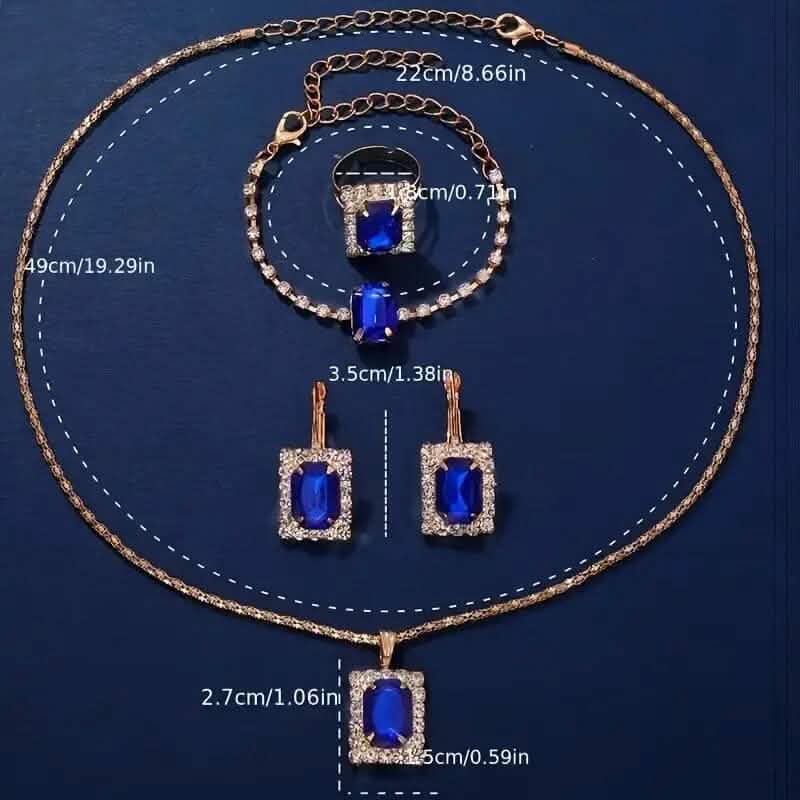 Damen-Schmuckset aus Leder-Armbanduhr, Ohrringen, Armband, Halskette und Ring