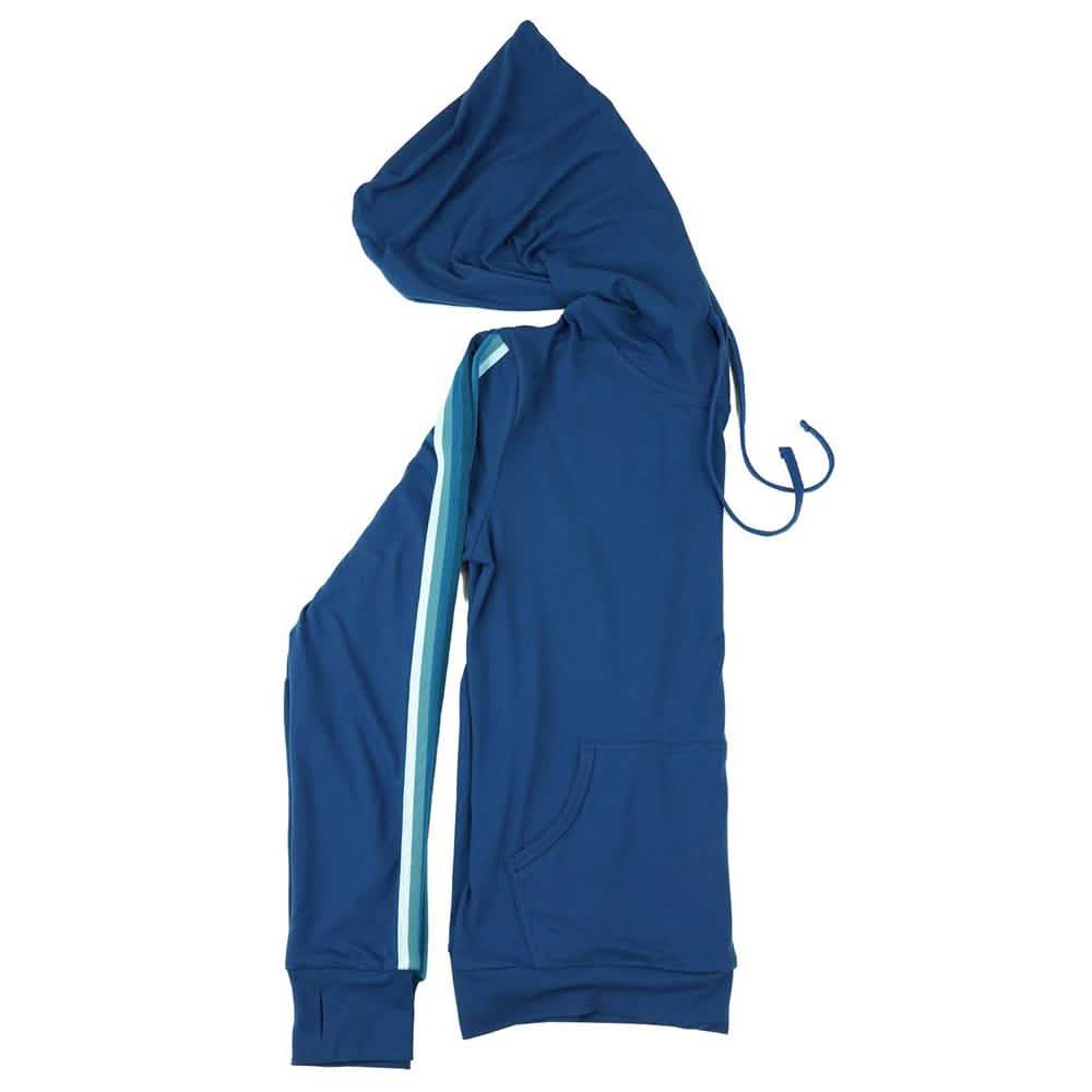 Leichter Kapuzenpullover für Damen mit Akzentstreifen im College-Stil