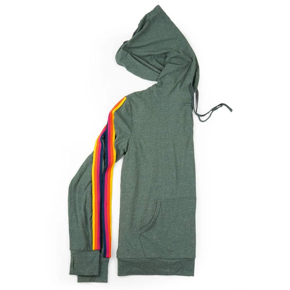 Leichter Kapuzenpullover für Damen mit Akzentstreifen im College-Stil