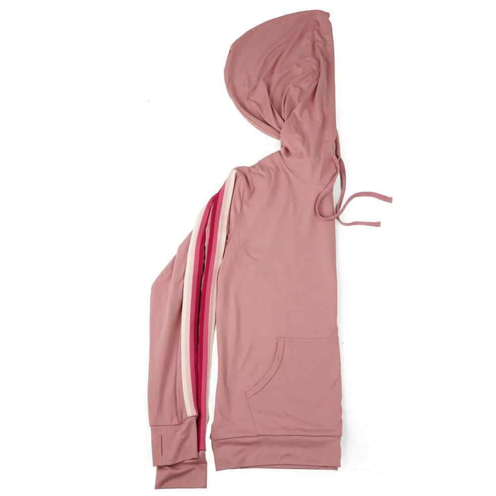 Leichter Kapuzenpullover für Damen mit Akzentstreifen im College-Stil