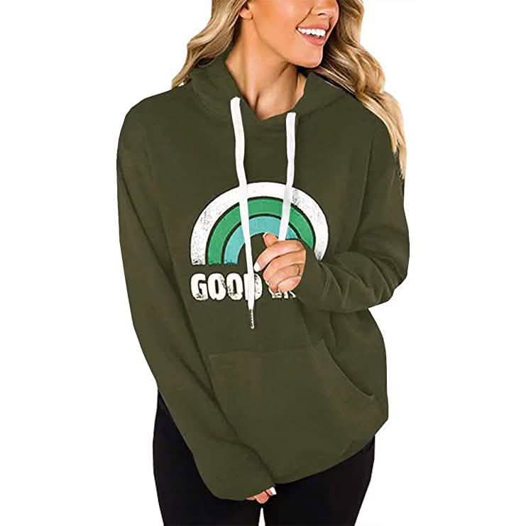 Damen Langarm Lässige Grafik-Tee Hoodies