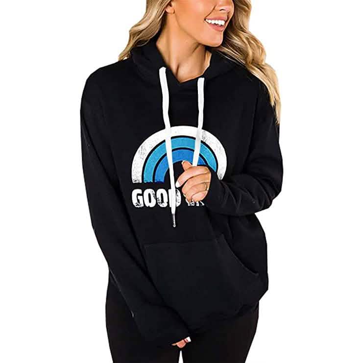 Damen Langarm Lässige Grafik-Tee Hoodies