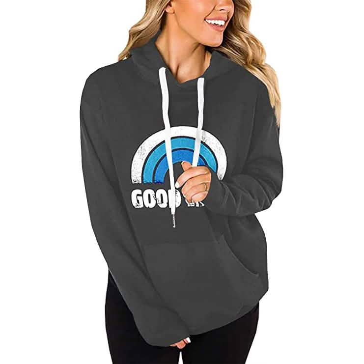 Damen Langarm Lässige Grafik-Tee Hoodies