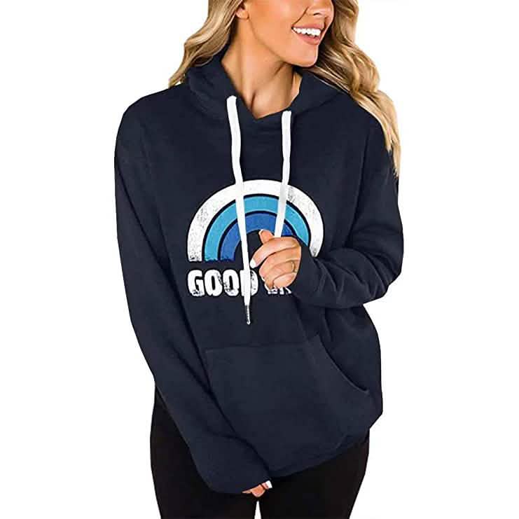 Damen Langarm Lässige Grafik-Tee Hoodies