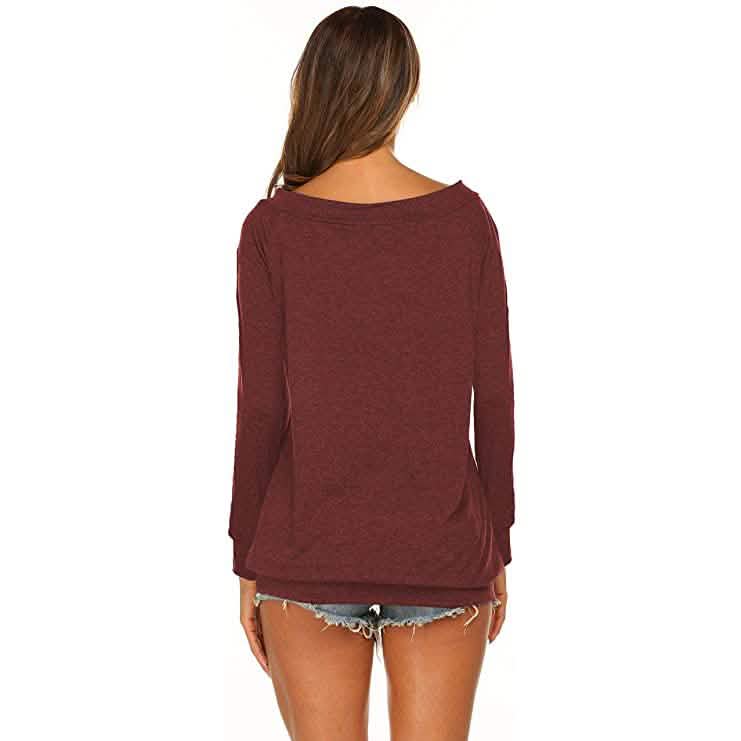 Damen Langarm Off-Shoulder Oberteil