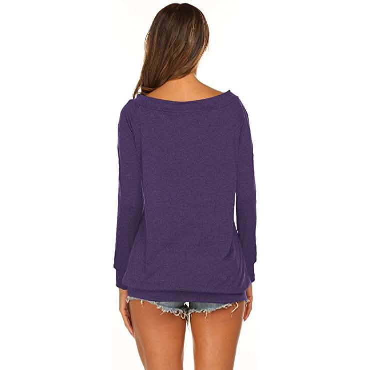 Damen Langarm Off-Shoulder Oberteil