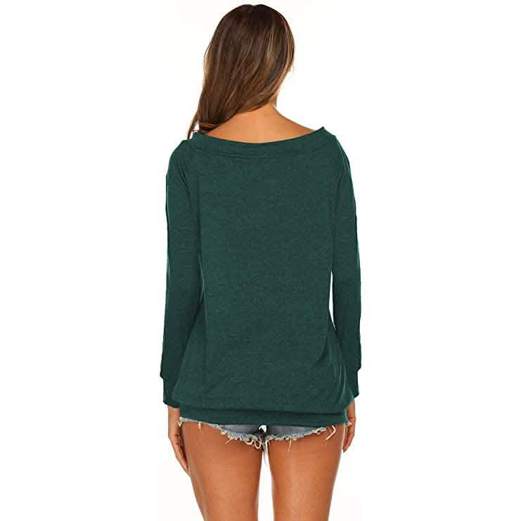 Damen Langarm Off-Shoulder Oberteil