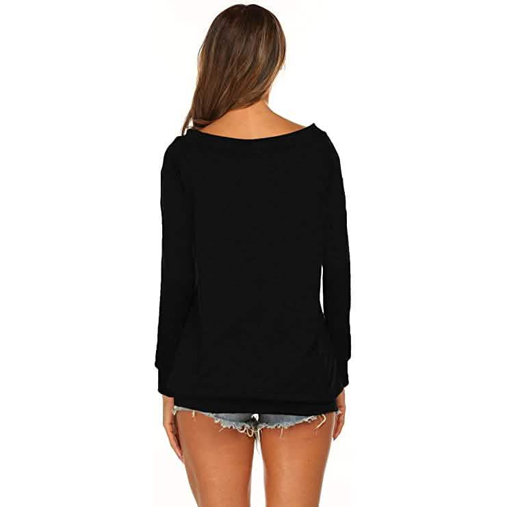 Damen Langarm Off-Shoulder Oberteil