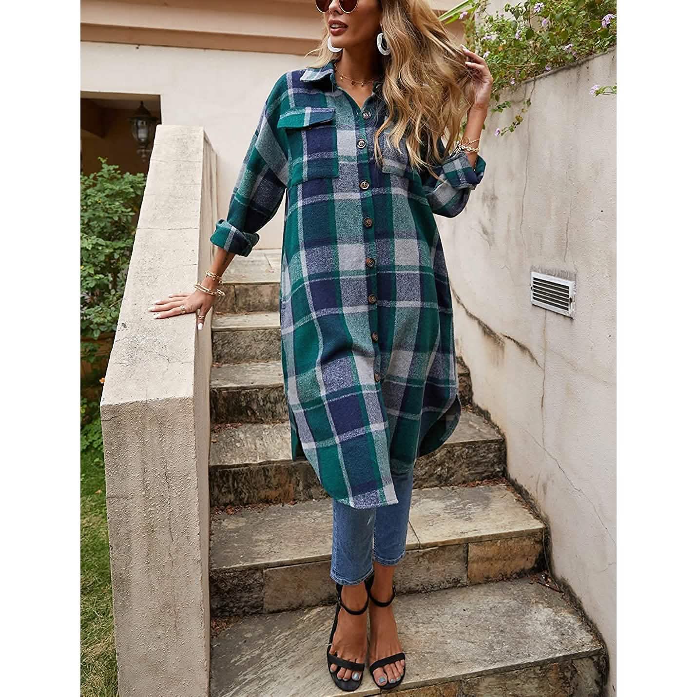 Damen-Loungewear mit Revers, Knopfleiste und langen Ärmeln