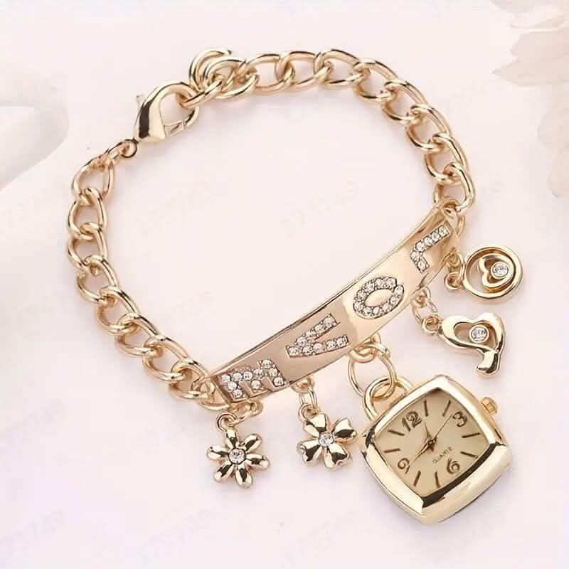 Damen-Liebes-Alphabet-Armband Legierung Quarz-Uhr