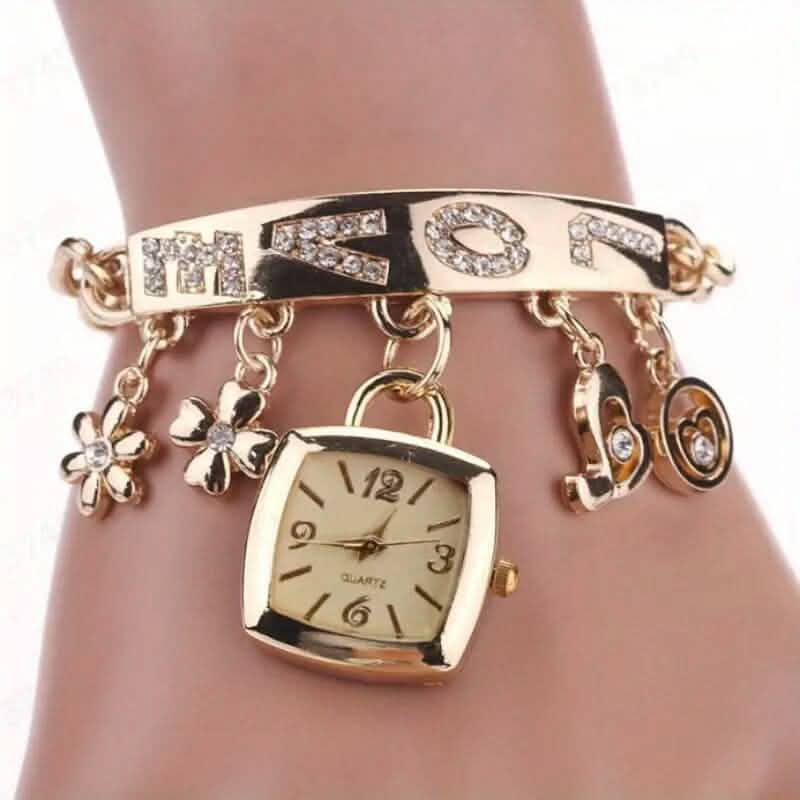 Damen-Liebes-Alphabet-Armband Legierung Quarz-Uhr