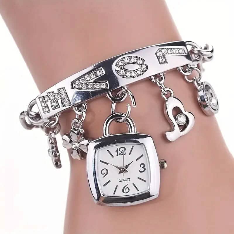Damen-Liebes-Alphabet-Armband Legierung Quarz-Uhr