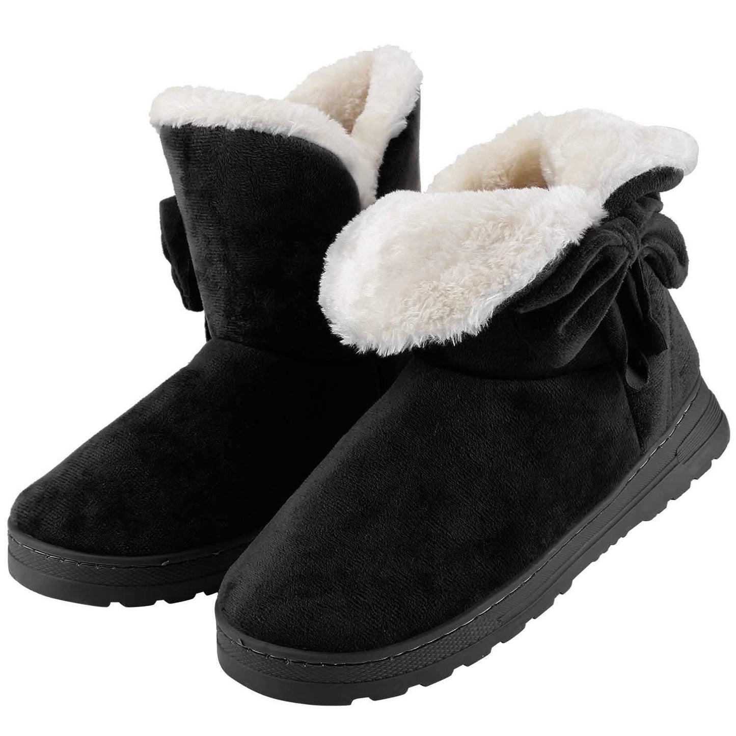 Damen-Winterstiefel Wadenhoch mit rutschfester Gummisohle und Schleife
