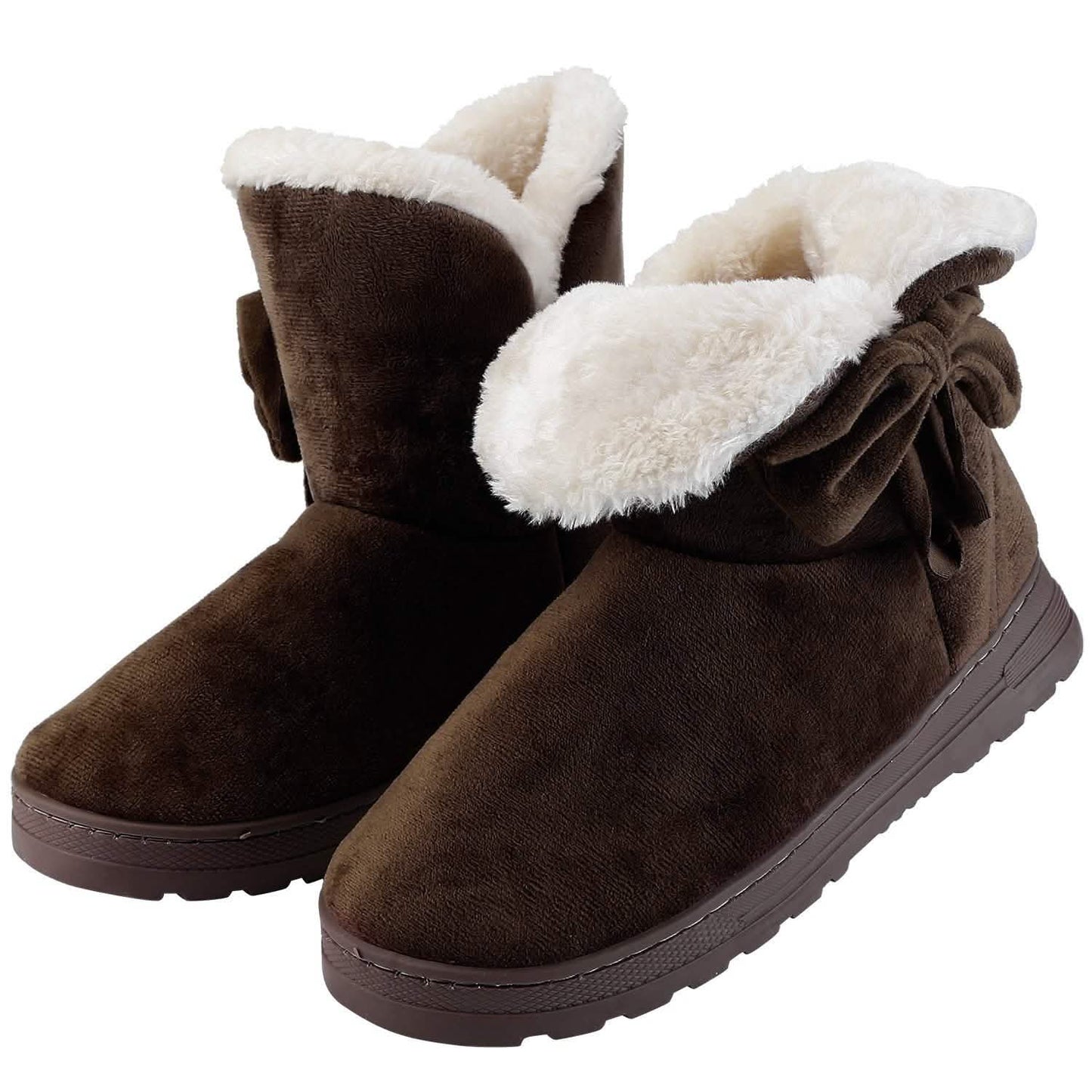 Damen-Winterstiefel Wadenhoch mit rutschfester Gummisohle und Schleife