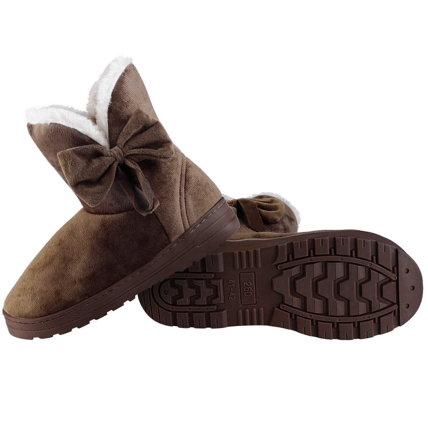 Damen-Winterstiefel Wadenhoch mit rutschfester Gummisohle und Schleife