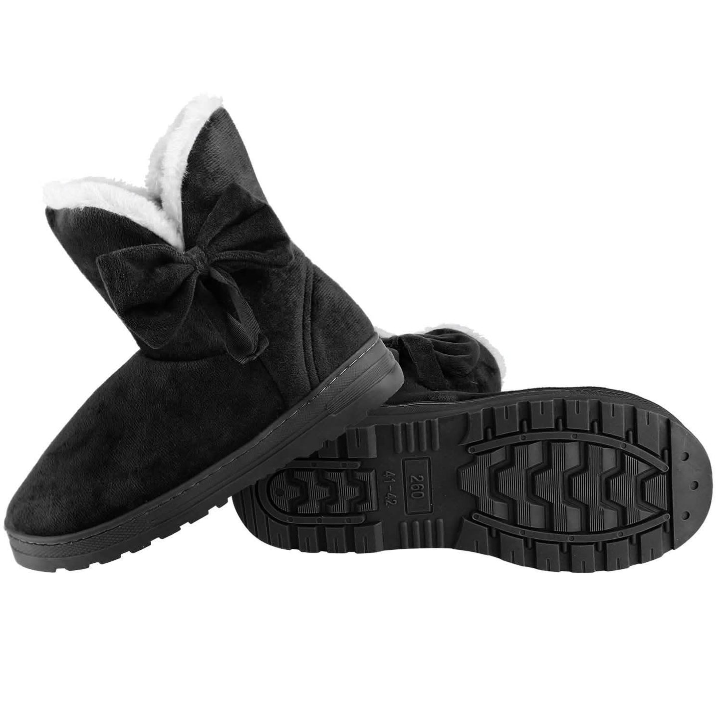 Damen-Winterstiefel Wadenhoch mit rutschfester Gummisohle und Schleife