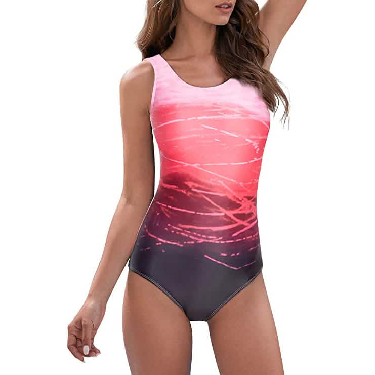 Damen Sport Badeanzug Einteiler