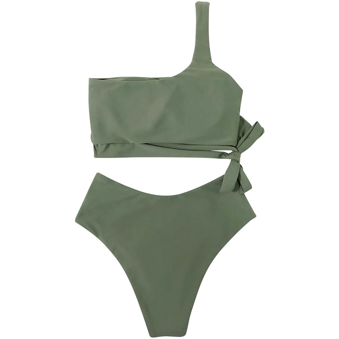 Damen Bikini mit hoher Taille und One-Shoulder-Träger