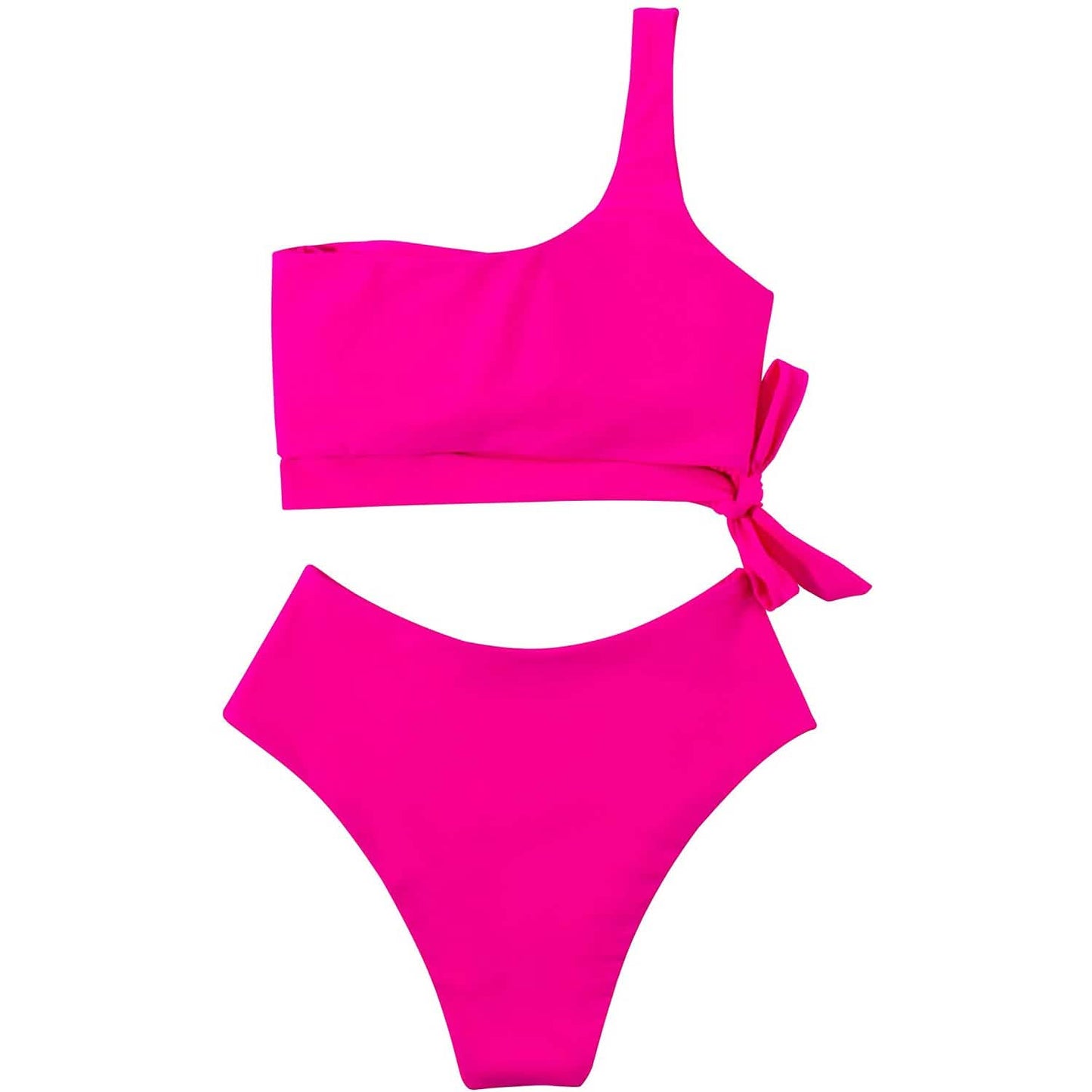 Damen Bikini mit hoher Taille und One-Shoulder-Träger