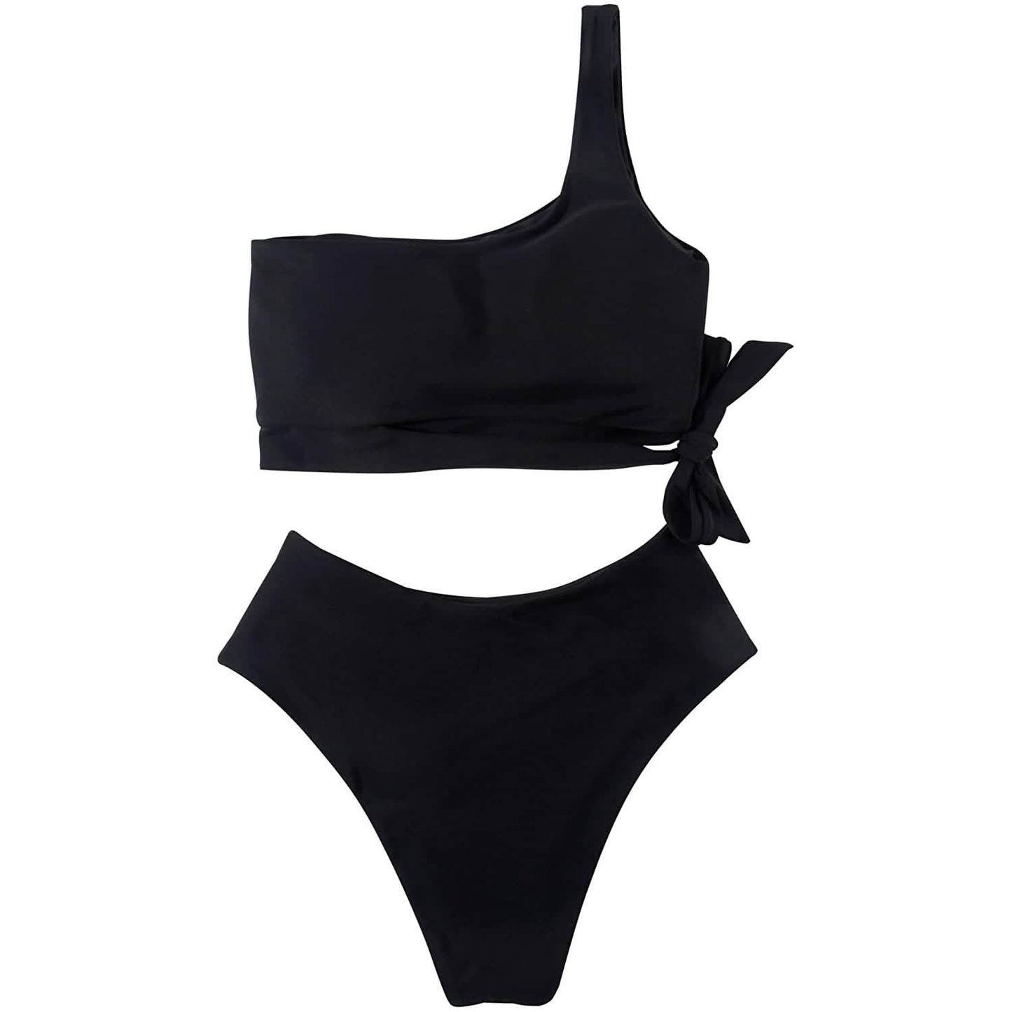 Damen Bikini mit hoher Taille und One-Shoulder-Träger