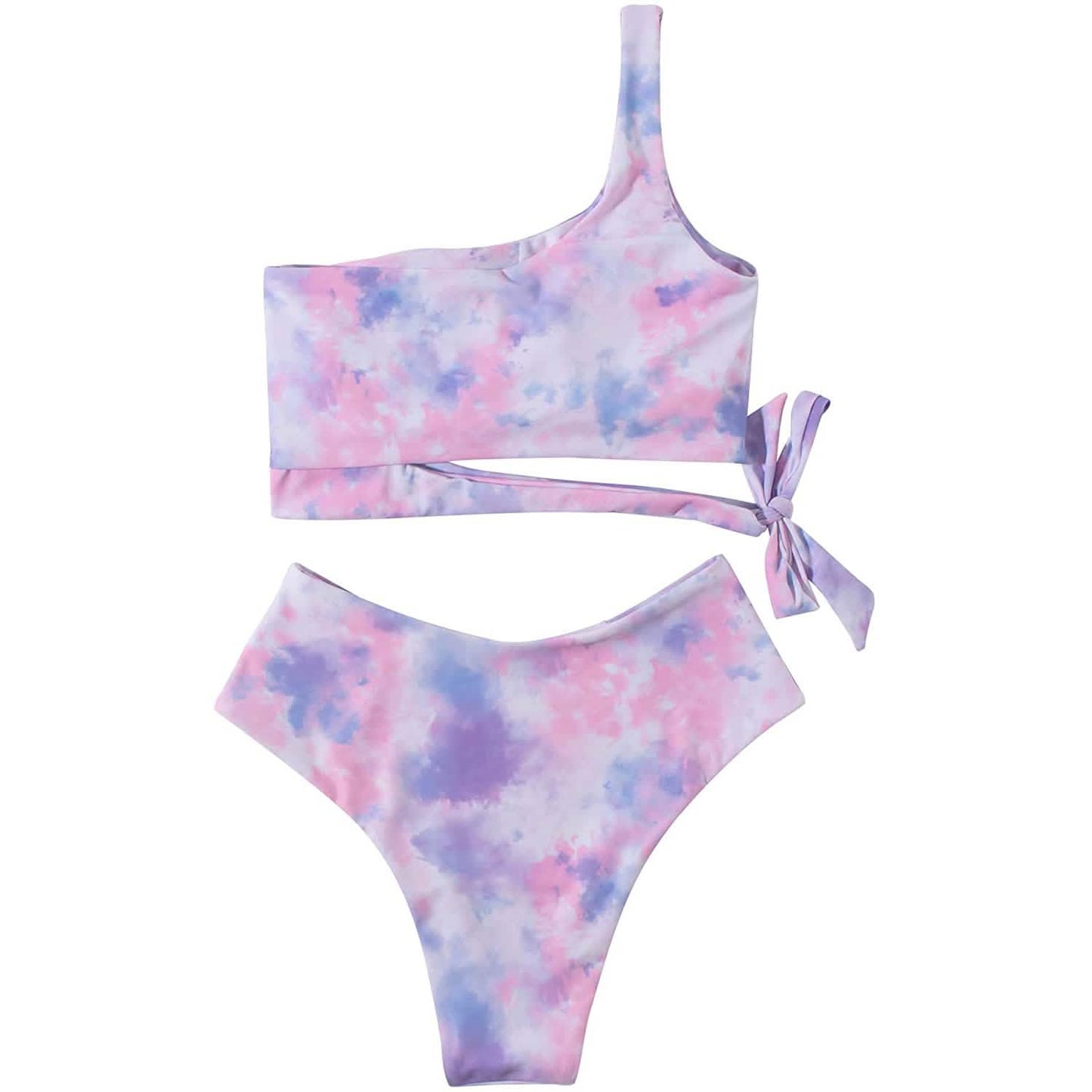 Damen Bikini mit hoher Taille und One-Shoulder-Träger