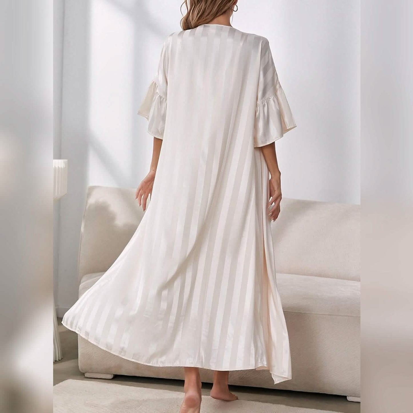 Damen Pyjama Bademantel Nachthemd