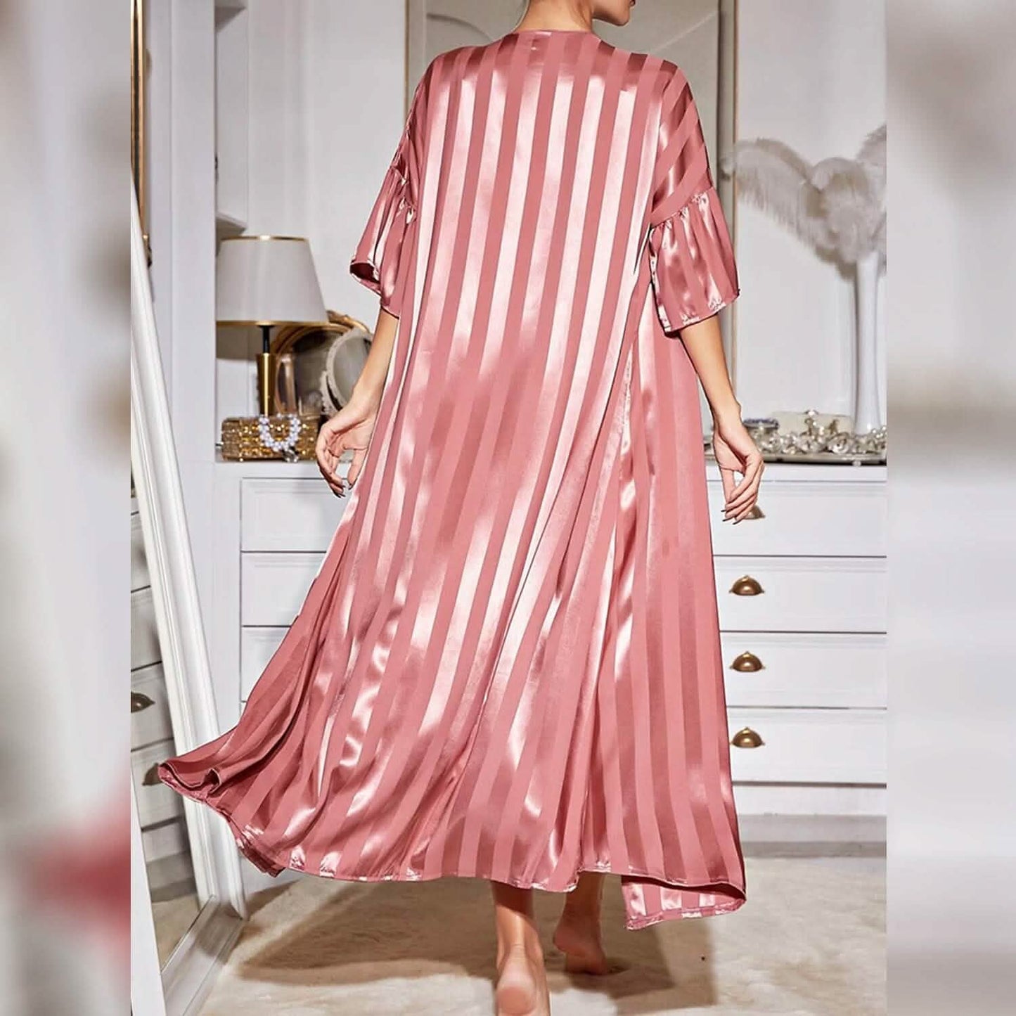 Damen Pyjama Bademantel Nachthemd