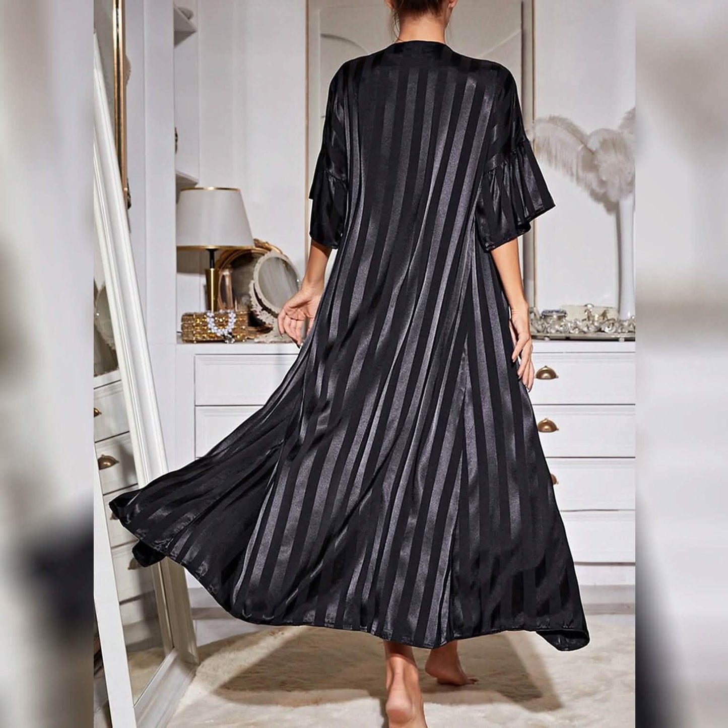 Damen Pyjama Bademantel Nachthemd