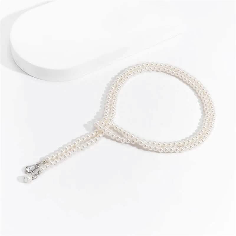 Elegante mehrlagige Kunstperlenkette für Damen, böhmischer Quastenanhänger, zweireihiger Schmuck