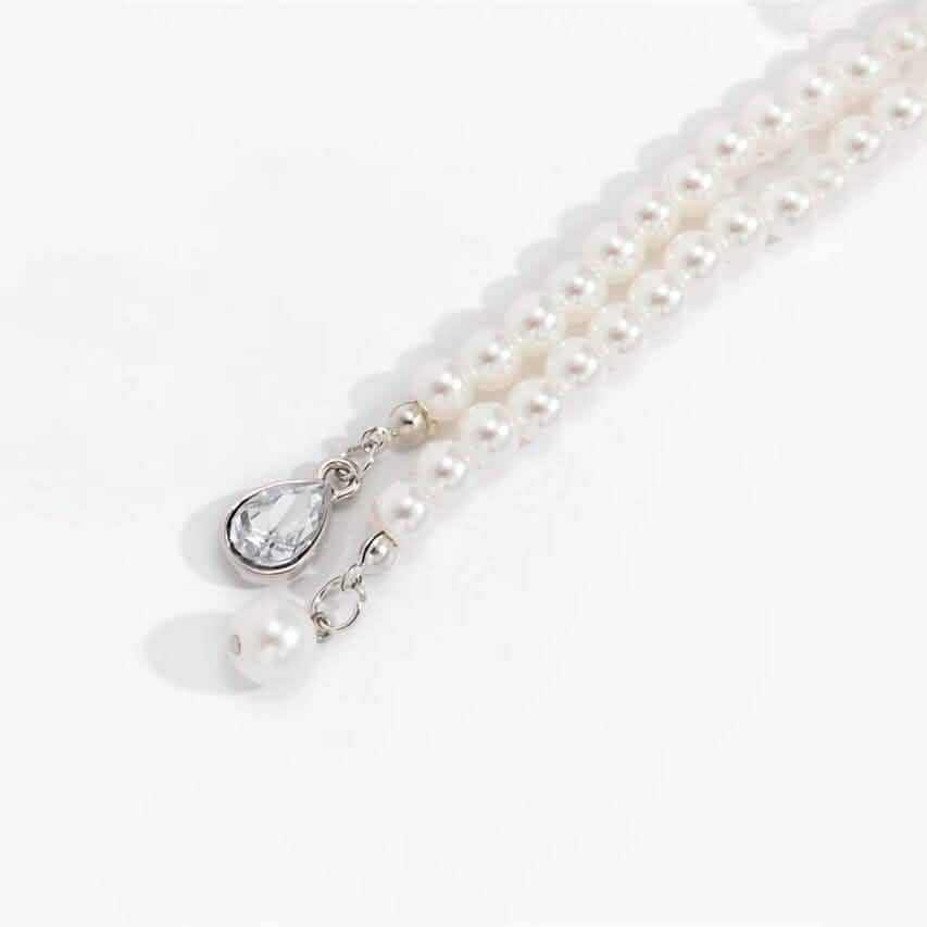 Elegante mehrlagige Kunstperlenkette für Damen, böhmischer Quastenanhänger, zweireihiger Schmuck