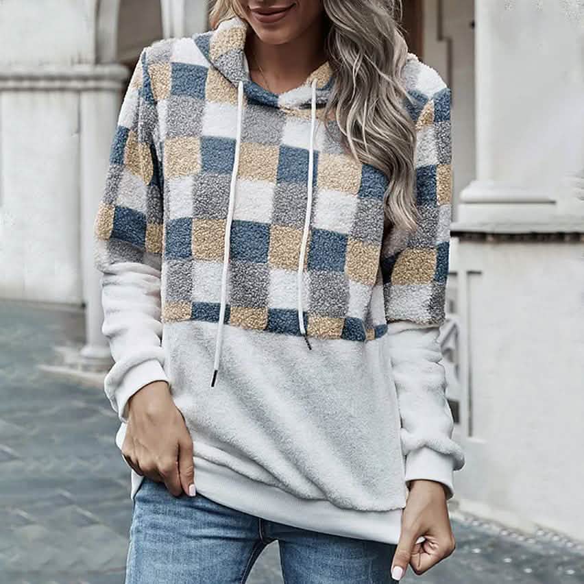 Damenkariert Lässig Täglich Sportlich Sonstige Prints Streetwear Hoodies