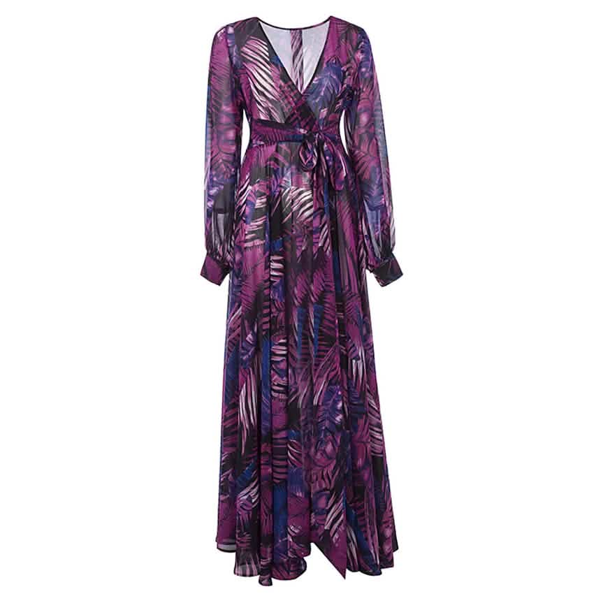 Damen Große Größen A-Linien-Kleid Floral V-Ausschnitt bedruckt Laternenärmel