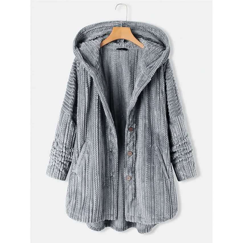 Damen Plus Size Mantel mit Knopfleistentaschen