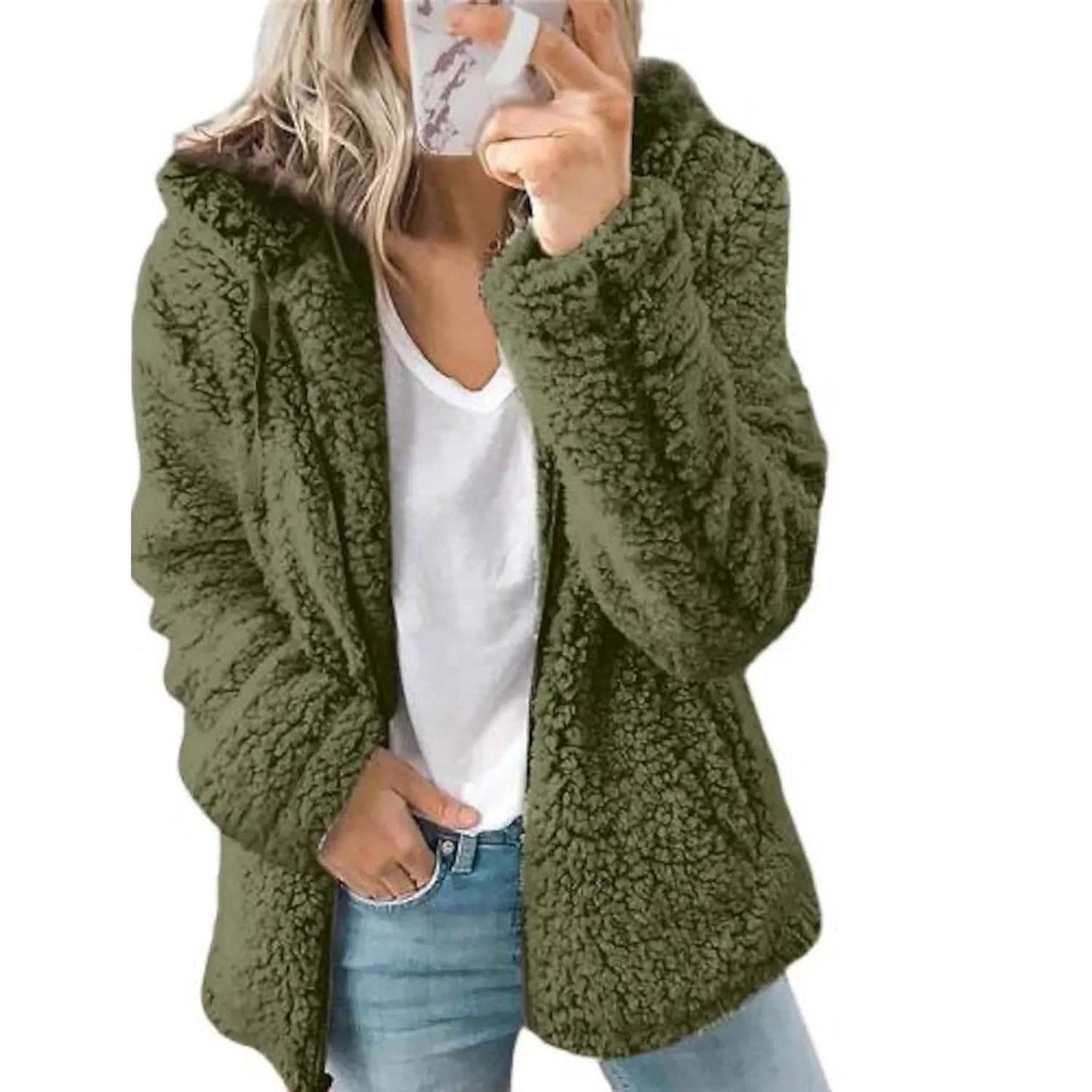 Damen Hoodie-Mantel in großen Größen, Langarm