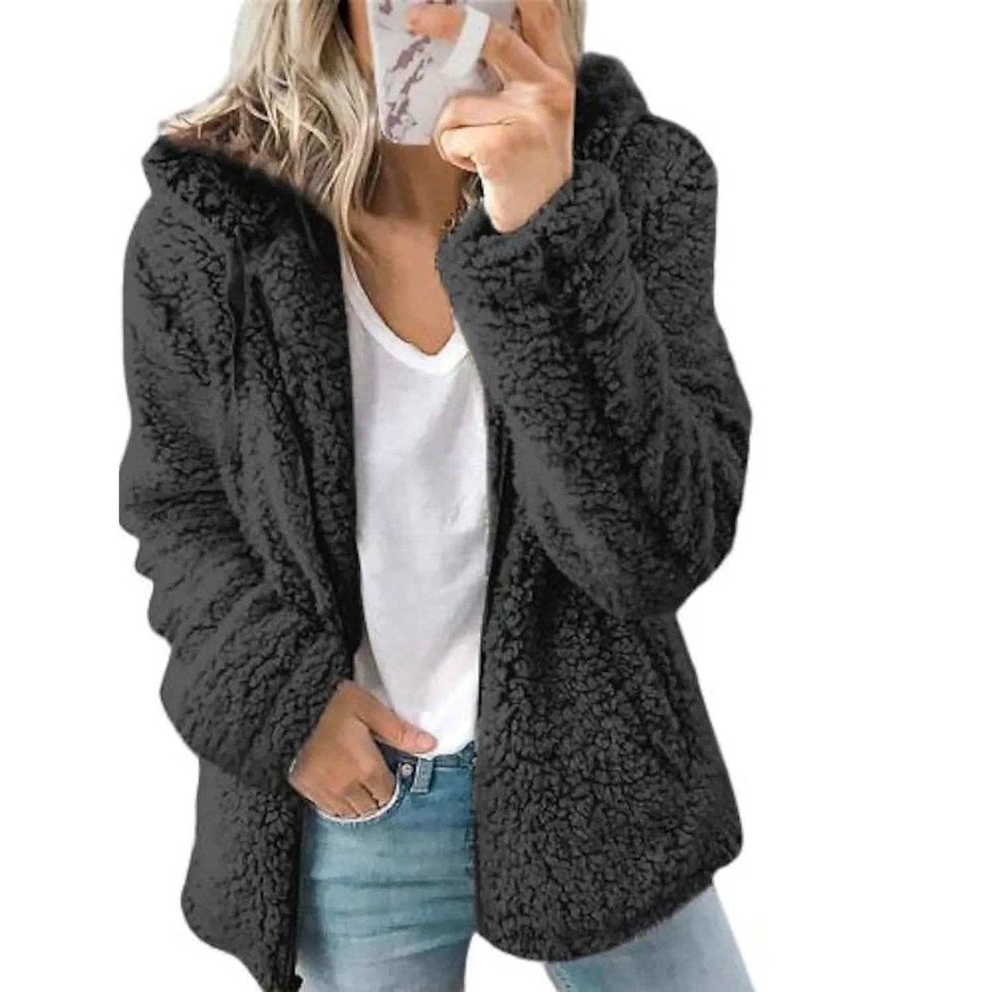 Damen Hoodie-Mantel in großen Größen, Langarm