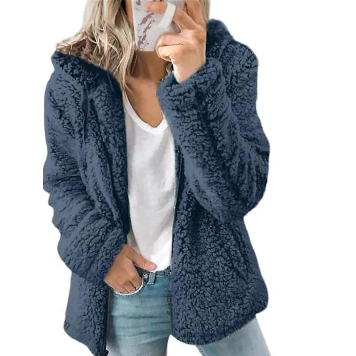 Damen Hoodie-Mantel in großen Größen, Langarm