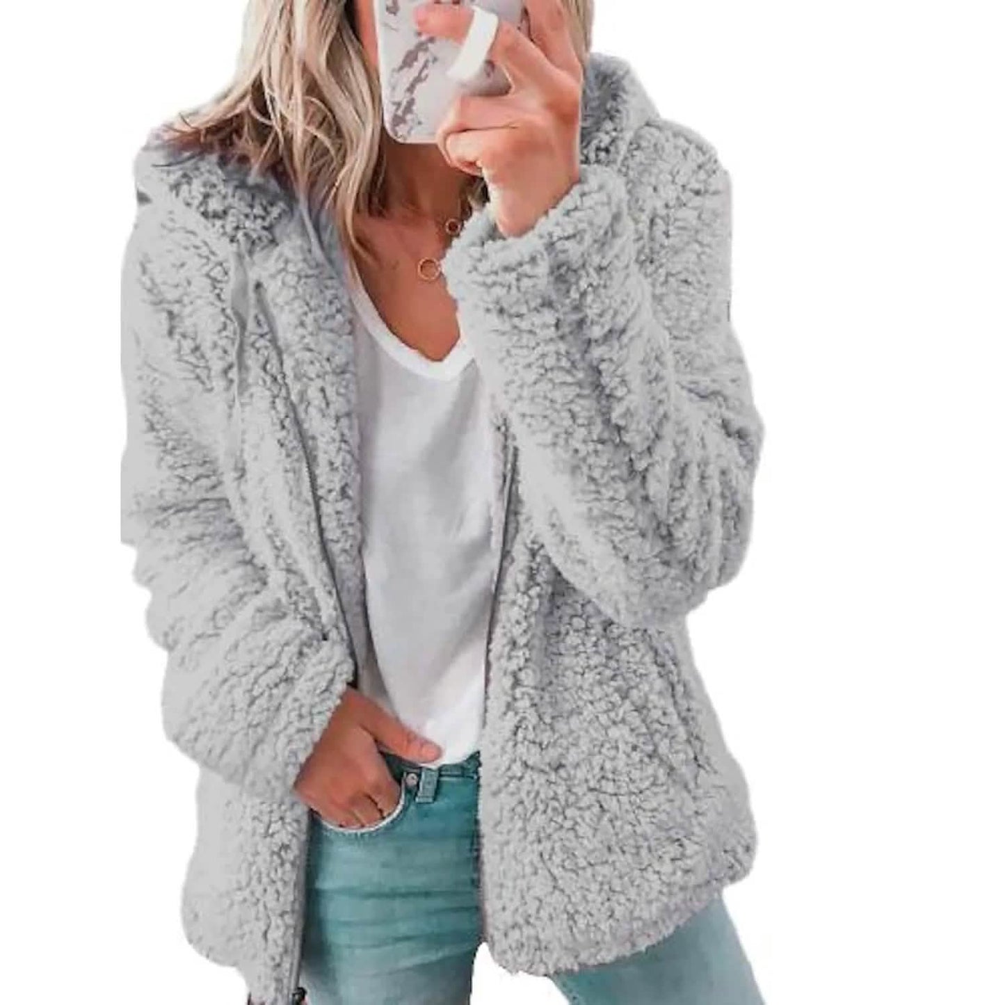 Damen Hoodie-Mantel in großen Größen, Langarm